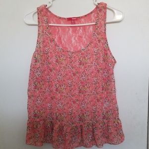 Peplum Coral Floral Top